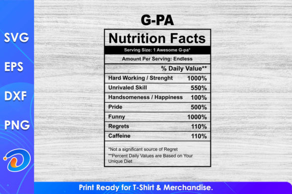 G-pa Nutrition Facts Father’s Day SVG Graphics & T-Shirt Designs