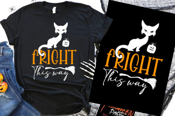 Halloween Cat T-Shirt Design Fright This Graphics