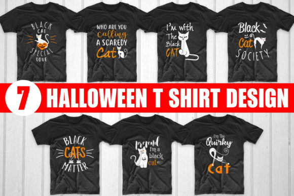 Halloween Cat T-Shirt Designs SVG Bundle3 Graphics